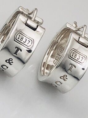 Tiffany & Co. Sterling Silver 1837 Wide Hoop Earrings